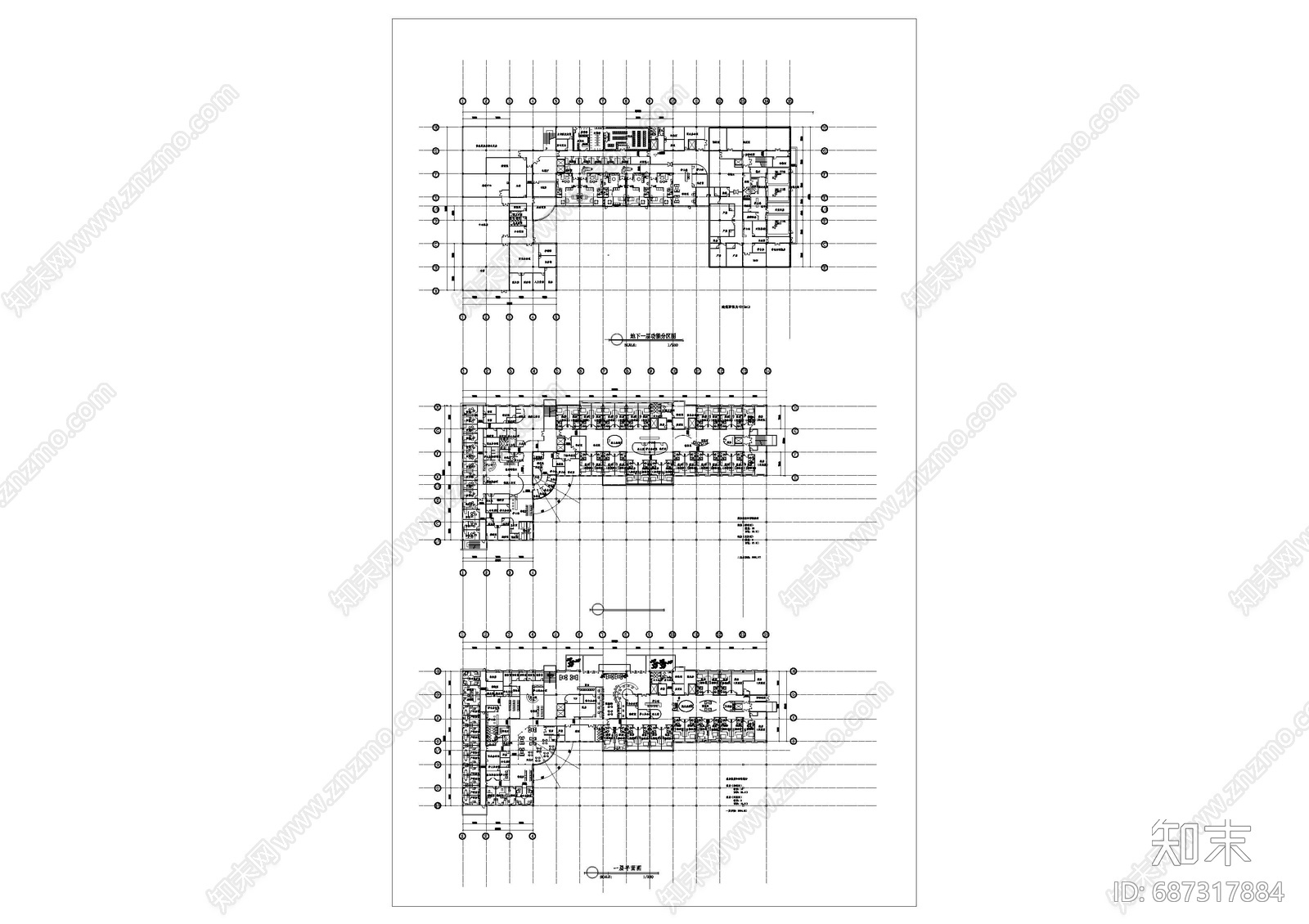 现代简约建筑平面图cad施工图下载【ID:687317884】