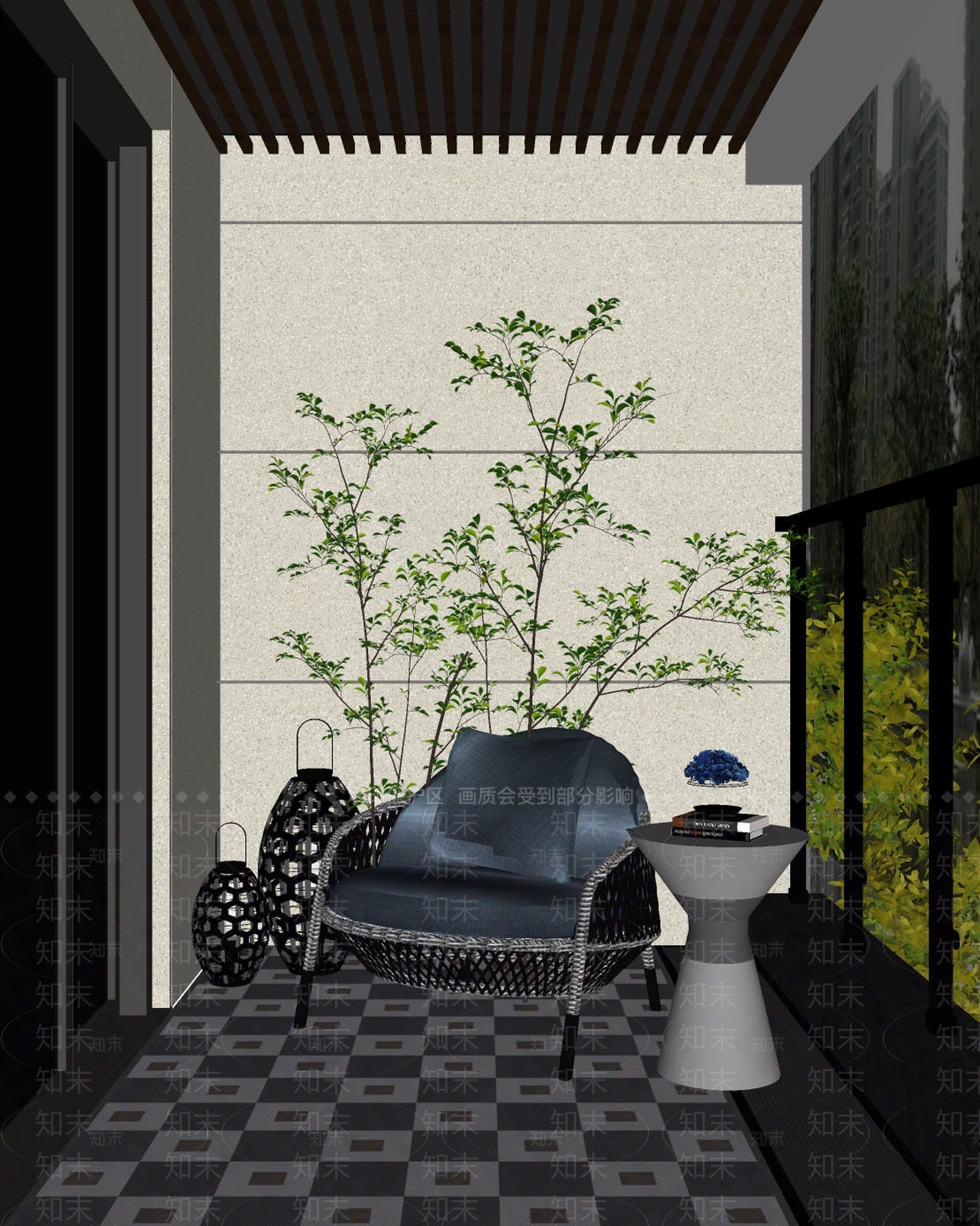 现代家居阳台SU模型下载【ID:687321577】
