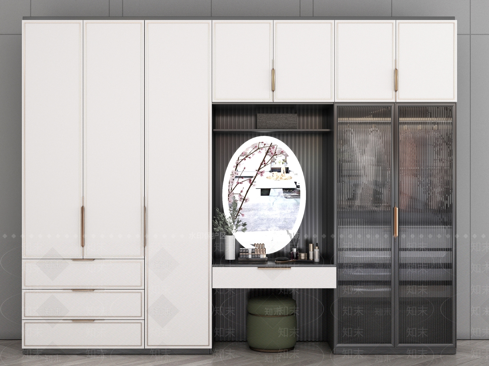 现代风格衣柜SU模型下载【ID:387344076】