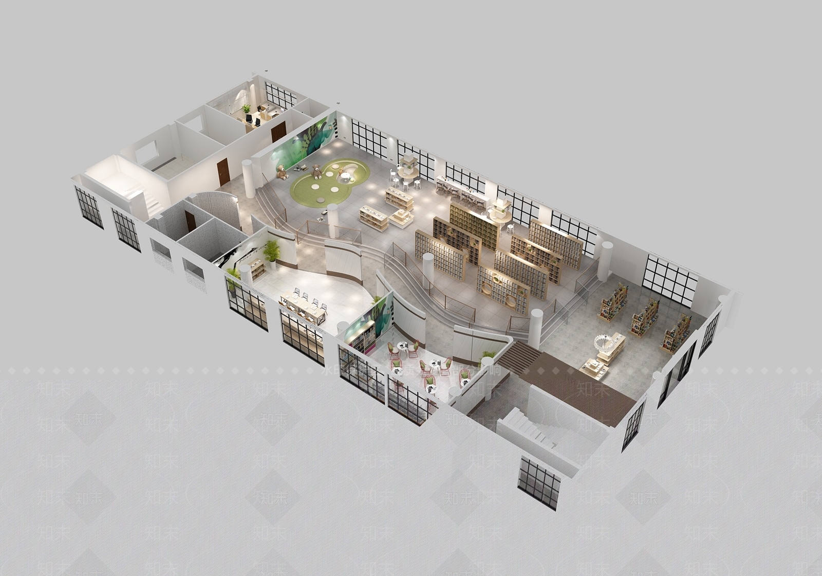 现代图书馆3D模型下载【ID:287347624】