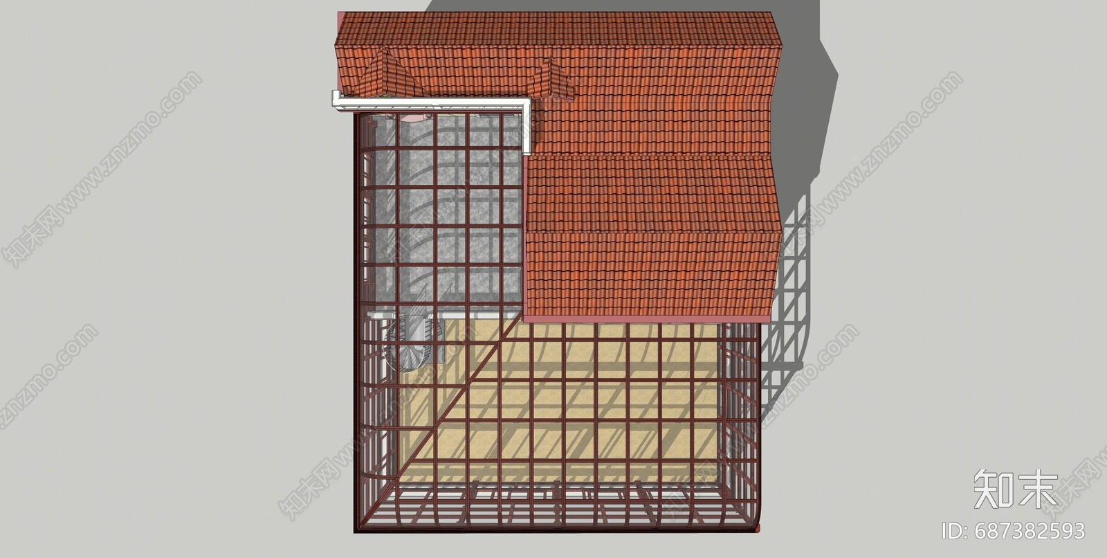 现代大型双层阳光房SU模型下载【ID:687382593】