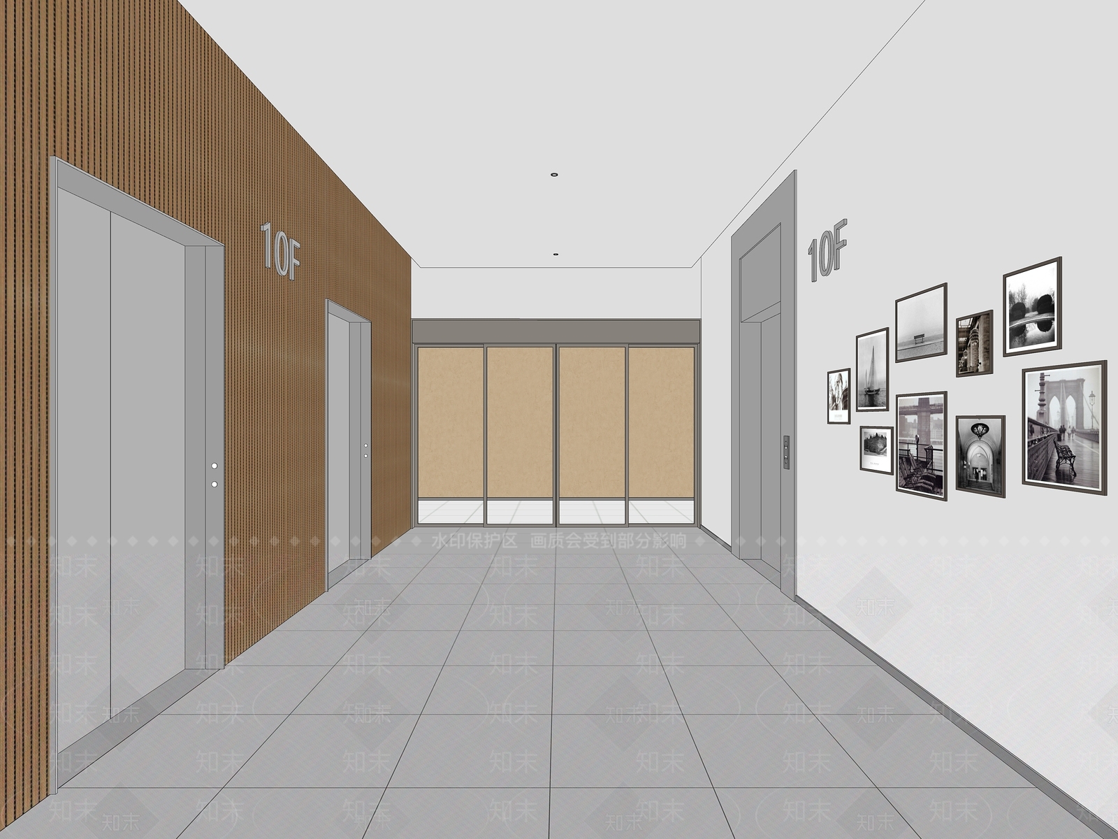 现代电梯厅SU模型下载【ID:787395385】