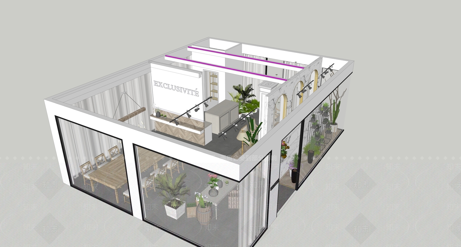 北欧花店SU模型下载【ID:987400199】