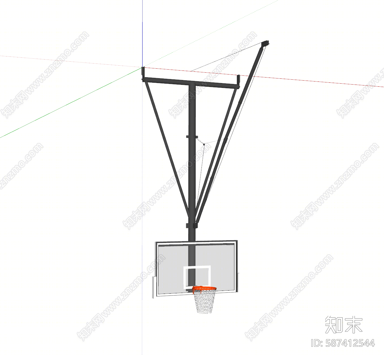 现代篮球架SU模型下载【ID:587412544】