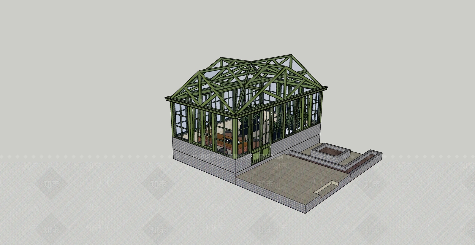 北欧庭院景观SU模型下载【ID:587490957】