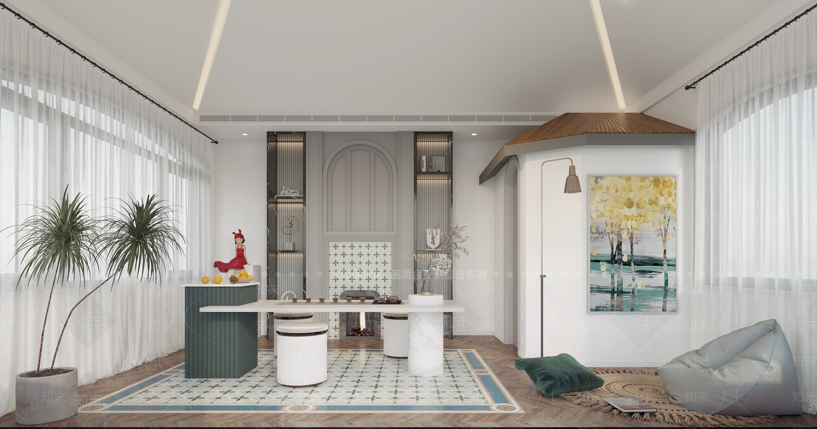 简欧茶室3D模型下载【ID:187525973】