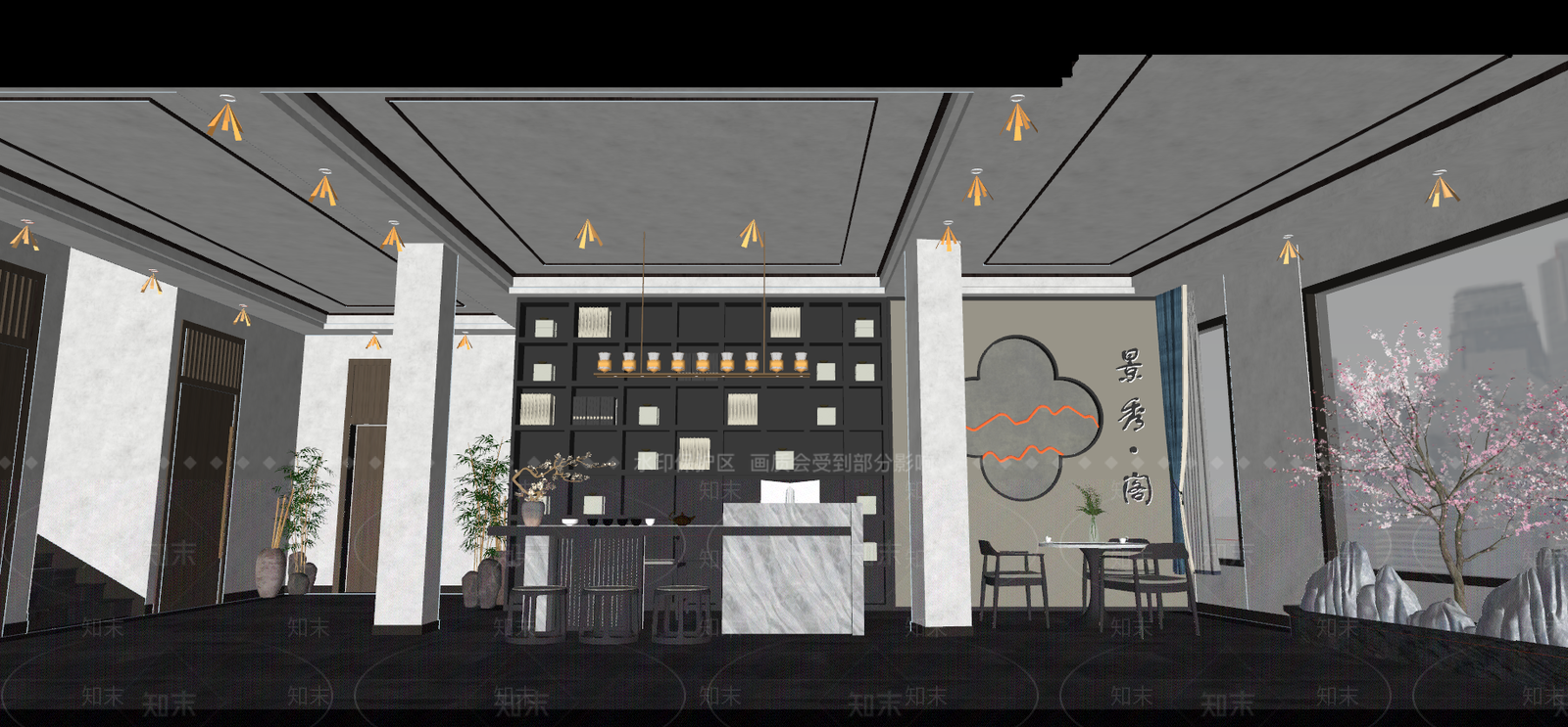 中式茶室SU模型下载【ID:987540312】