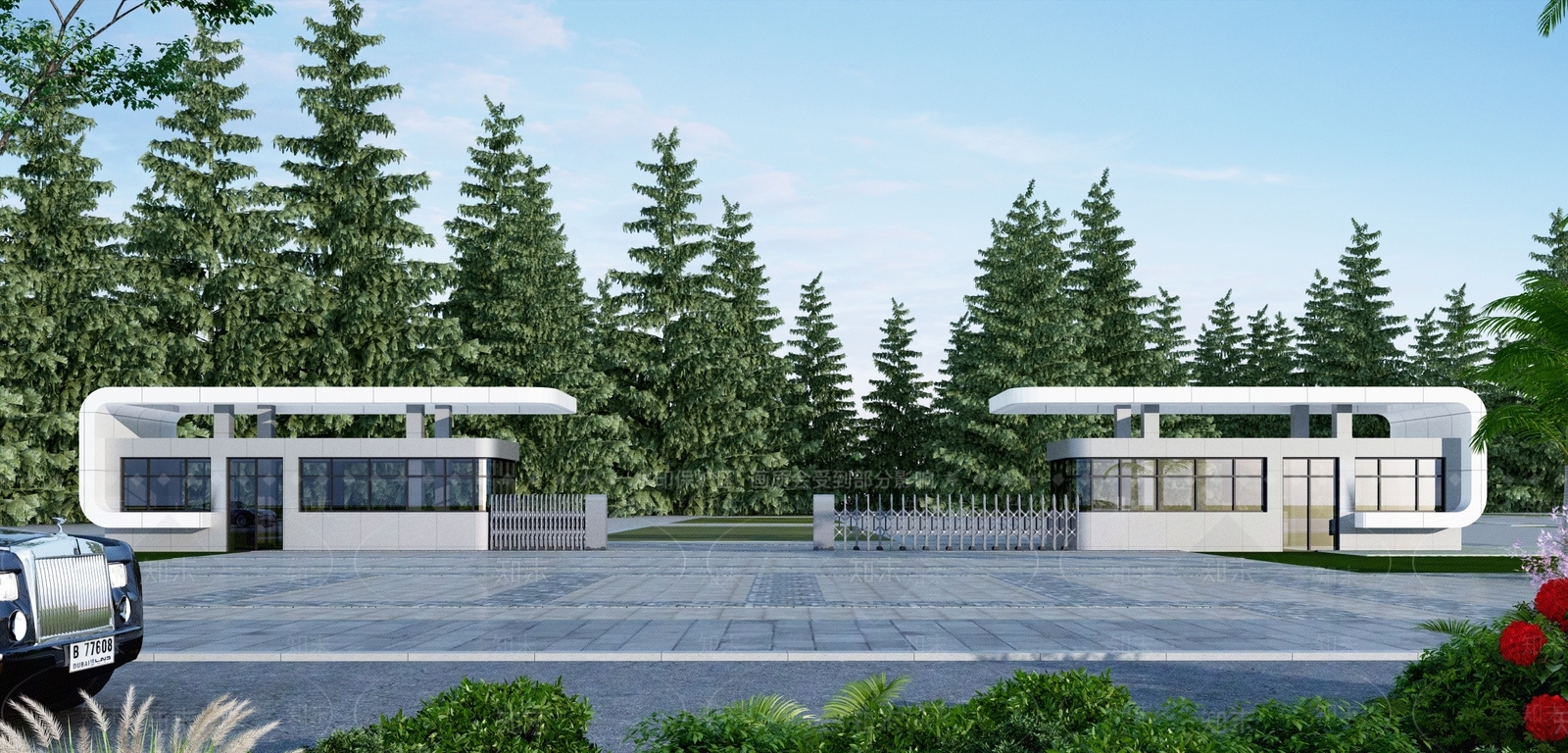 现代入口大门3d模型下载【id:887542654】