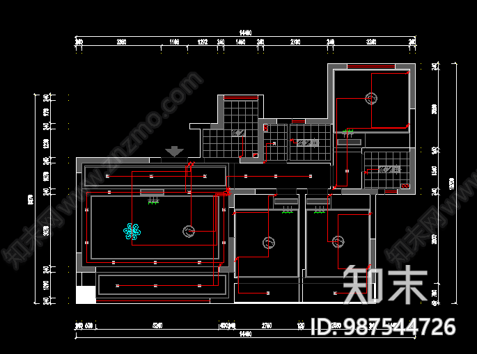 客厅cad施工图下载【ID:987544726】