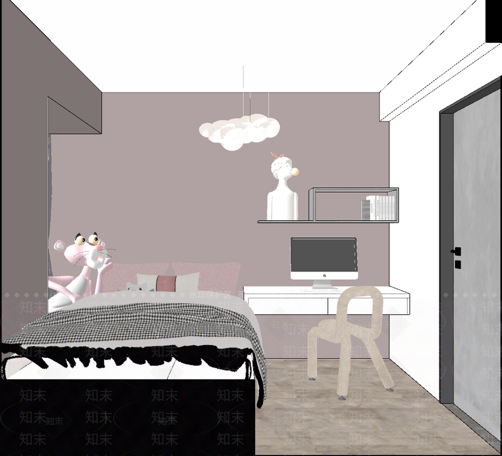 现代儿童房SU模型下载【ID:887555888】