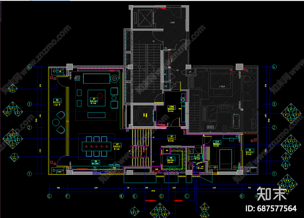 室内样板间cad施工图下载【ID:687577564】