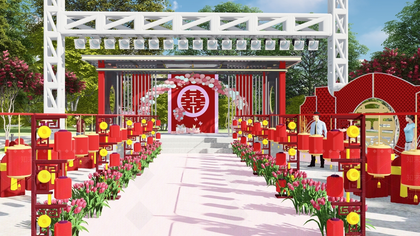 新中式商业景观SU模型下载【ID:588659587】