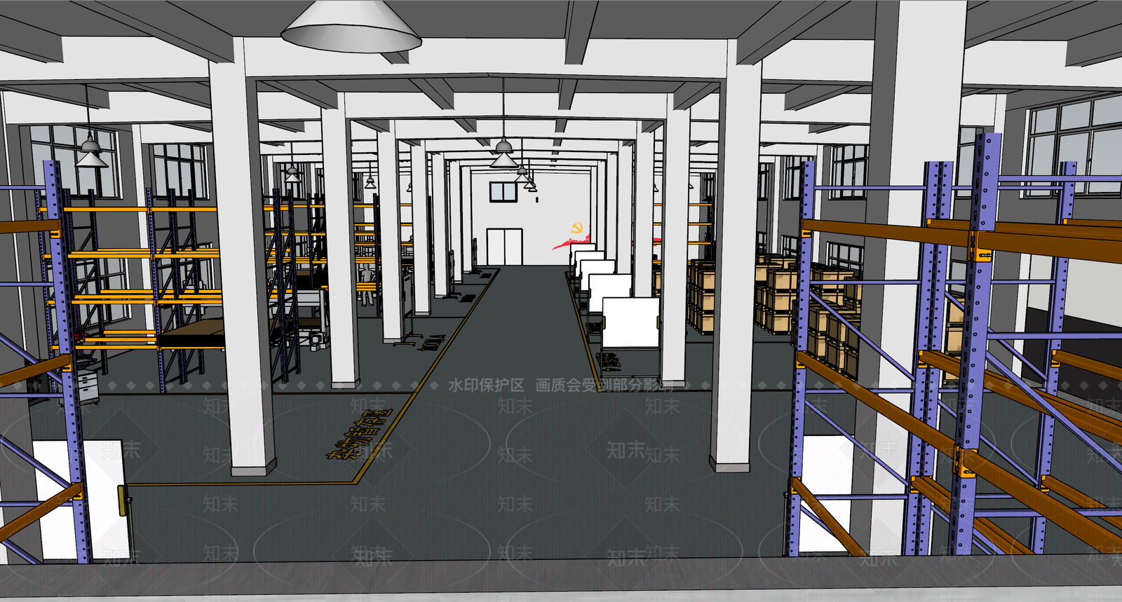 现代工业厂房SU模型下载【ID:787629379】