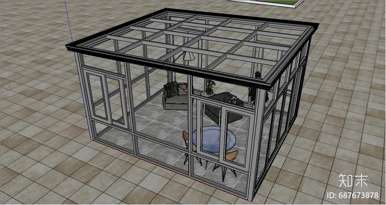 现代阳光房SU模型下载【ID:687673878】