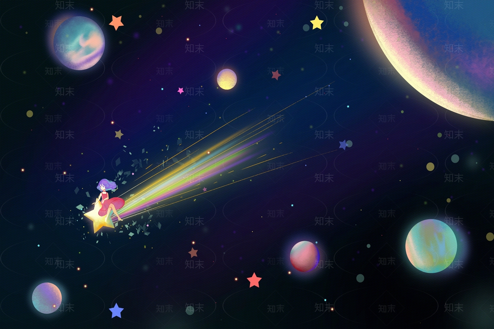 儿童房星空宇宙壁纸贴图下载【ID:987689287】