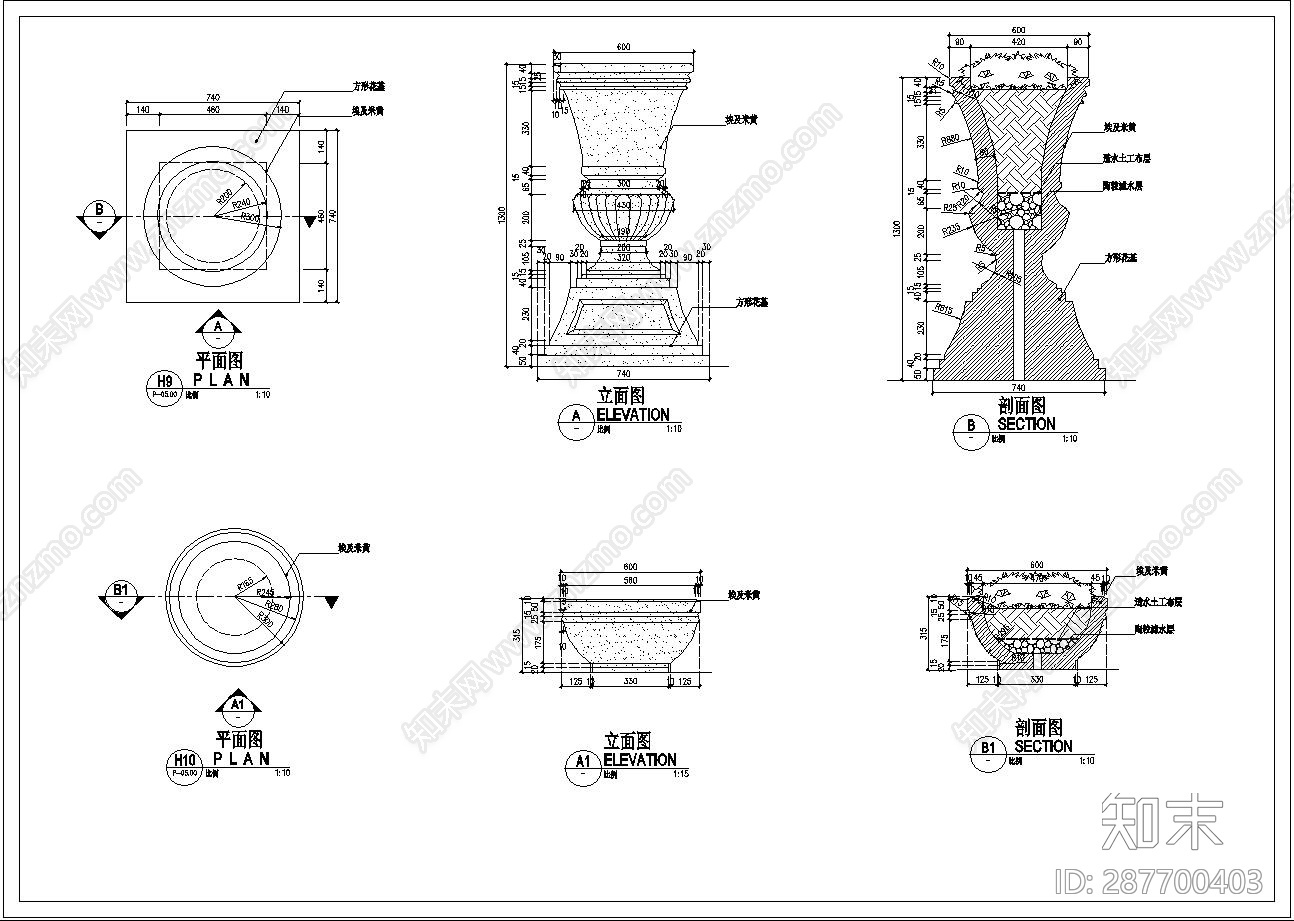 花钵施工图下载【ID:287700403】