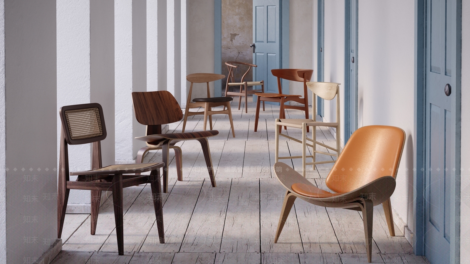 中式椅子凳子组合3D模型下载【ID:387701570】