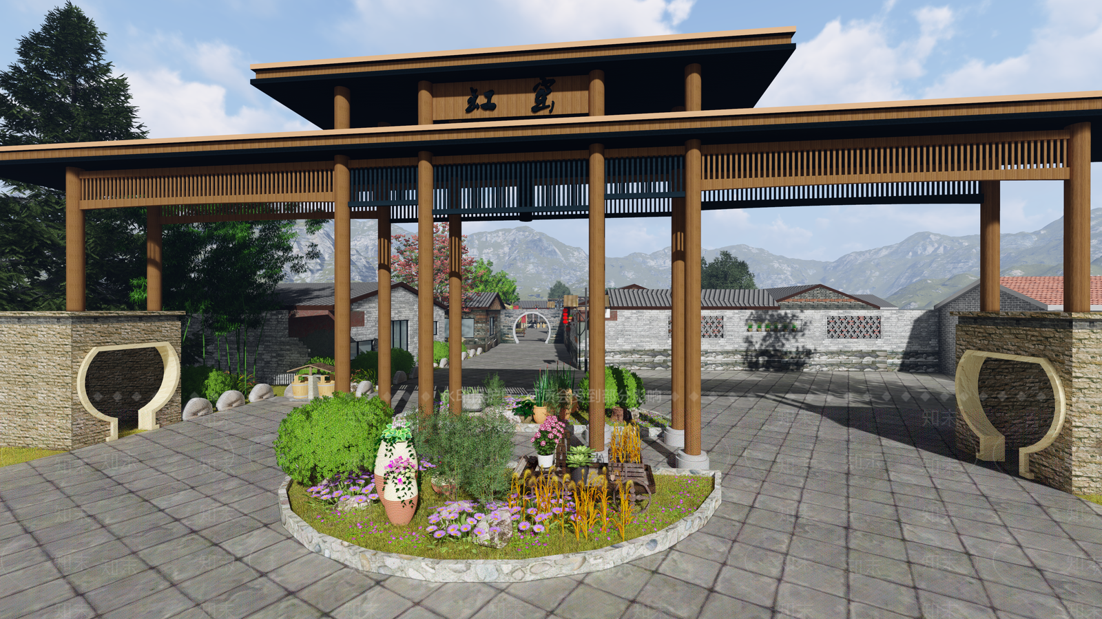新中式风格牌坊SU模型下载【ID:887715406】