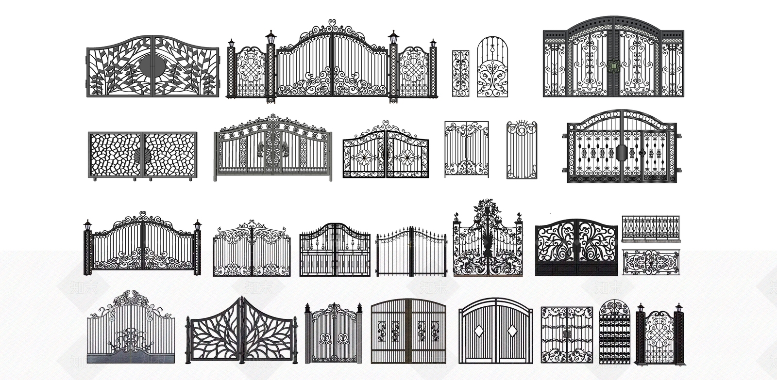 欧式花园铁艺大门SU模型下载【ID:987717123】