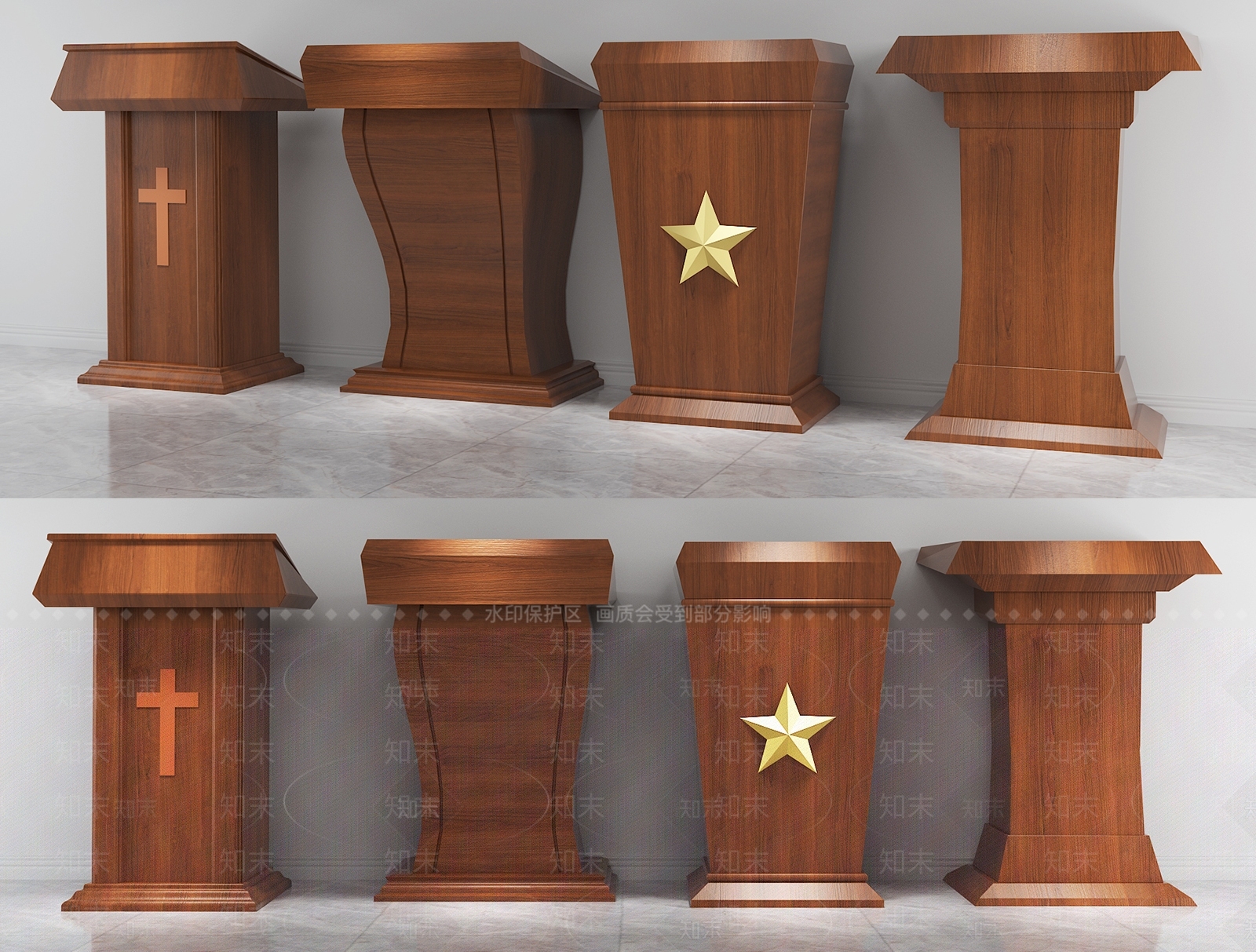 现代演讲桌SU模型下载【ID:287722106】