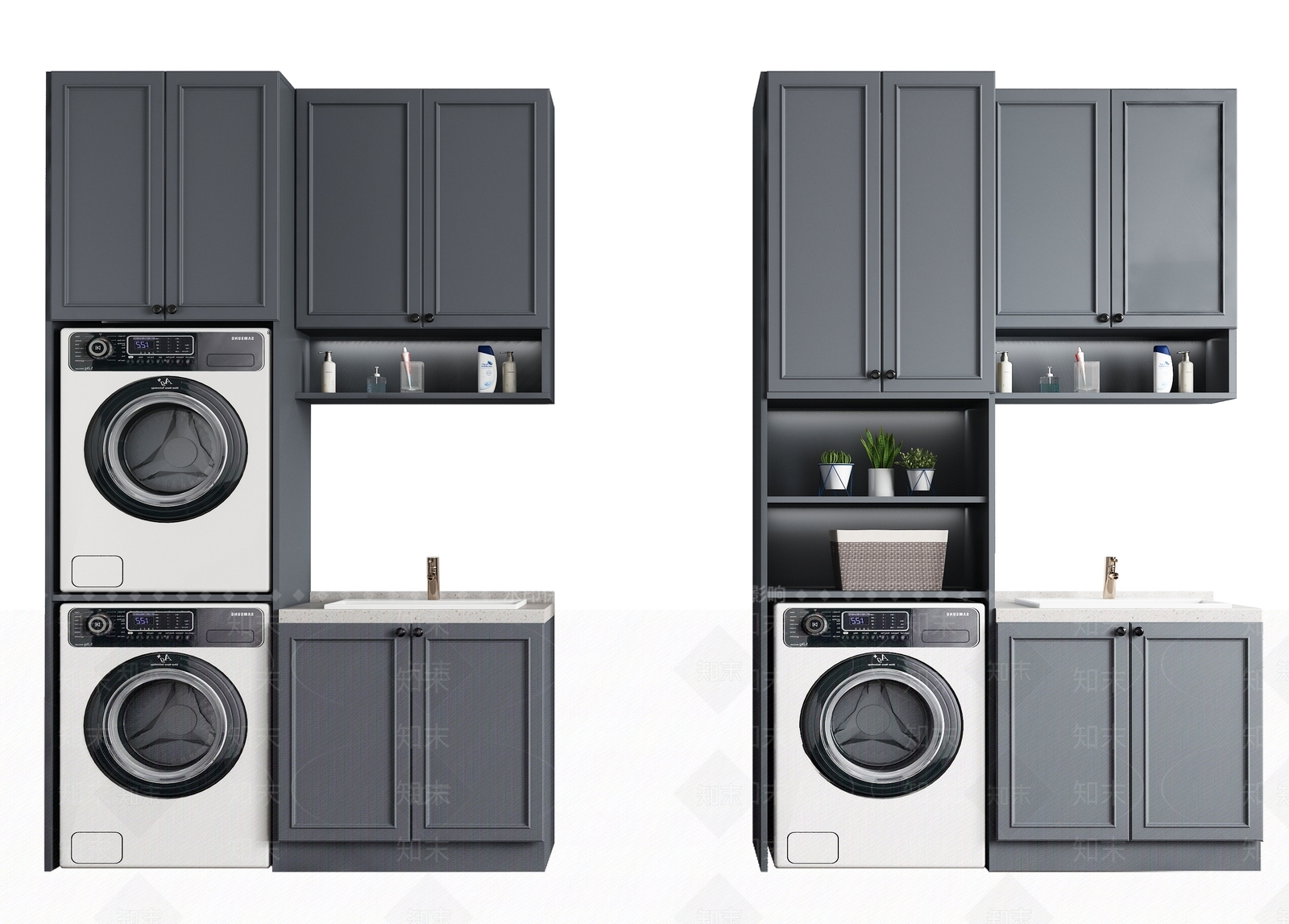 美式阳台洗衣柜3D模型下载【ID:187726683】