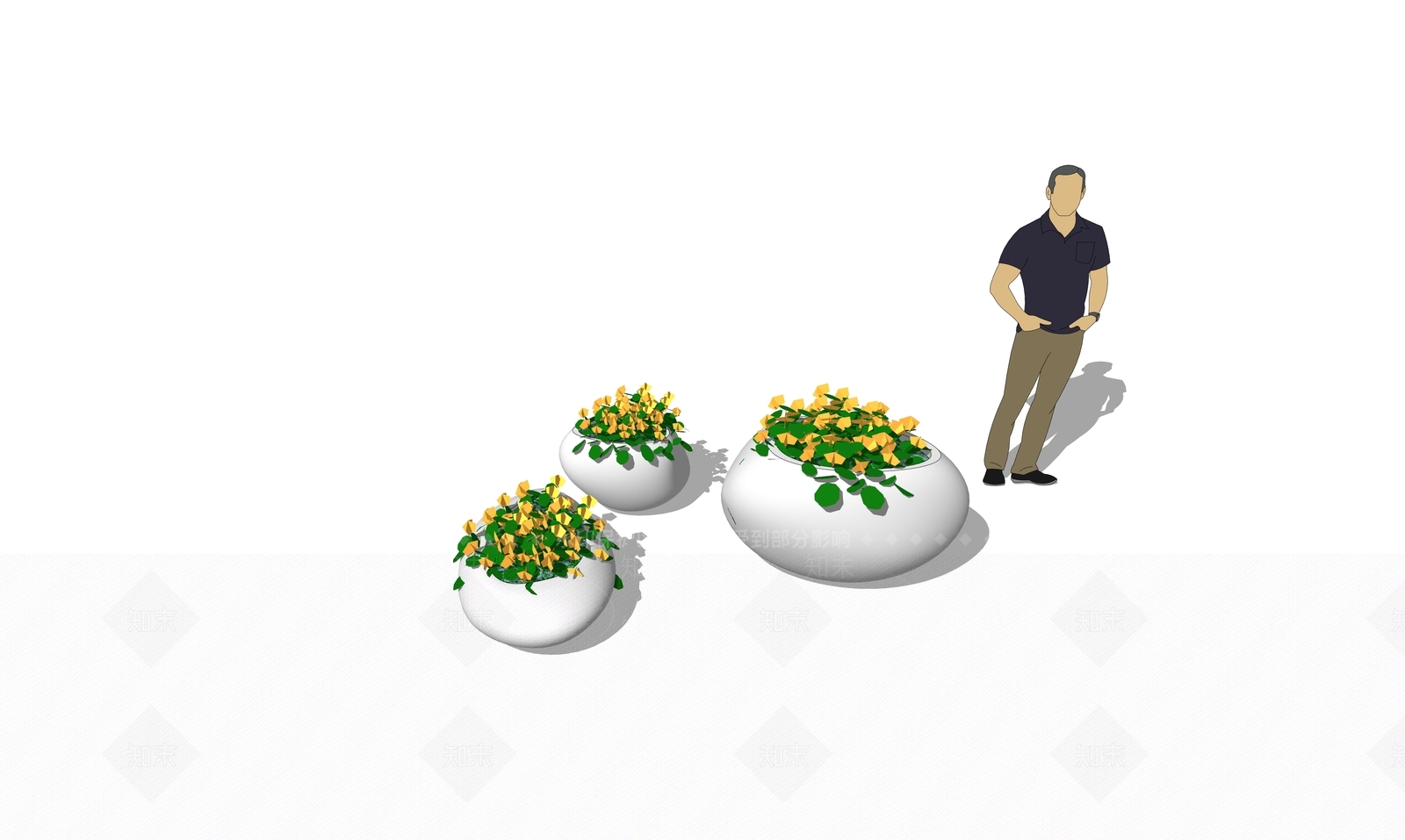 现代花钵组合SU模型下载【ID:987762777】