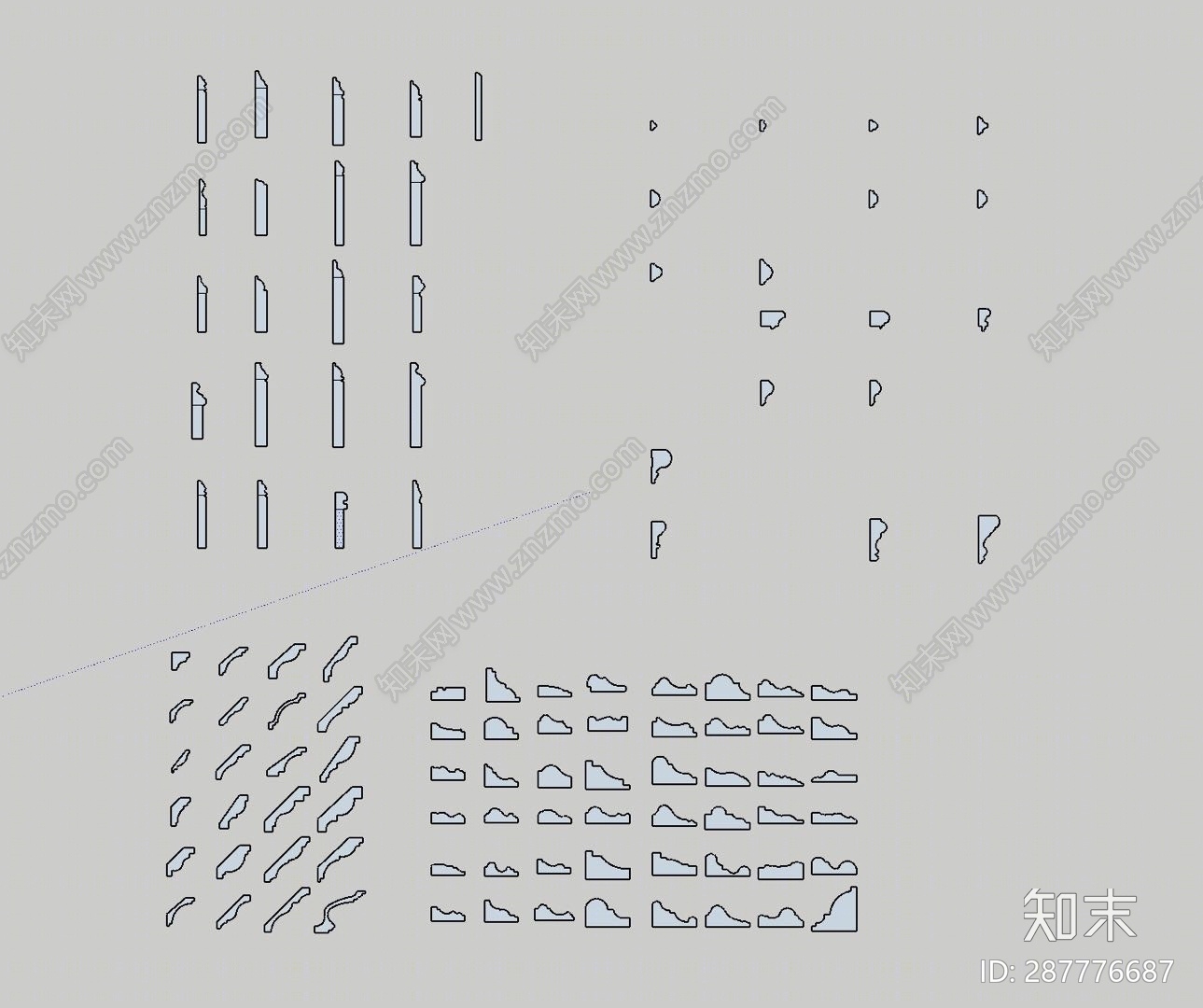 现代石膏样条线SU模型下载【ID:287776687】