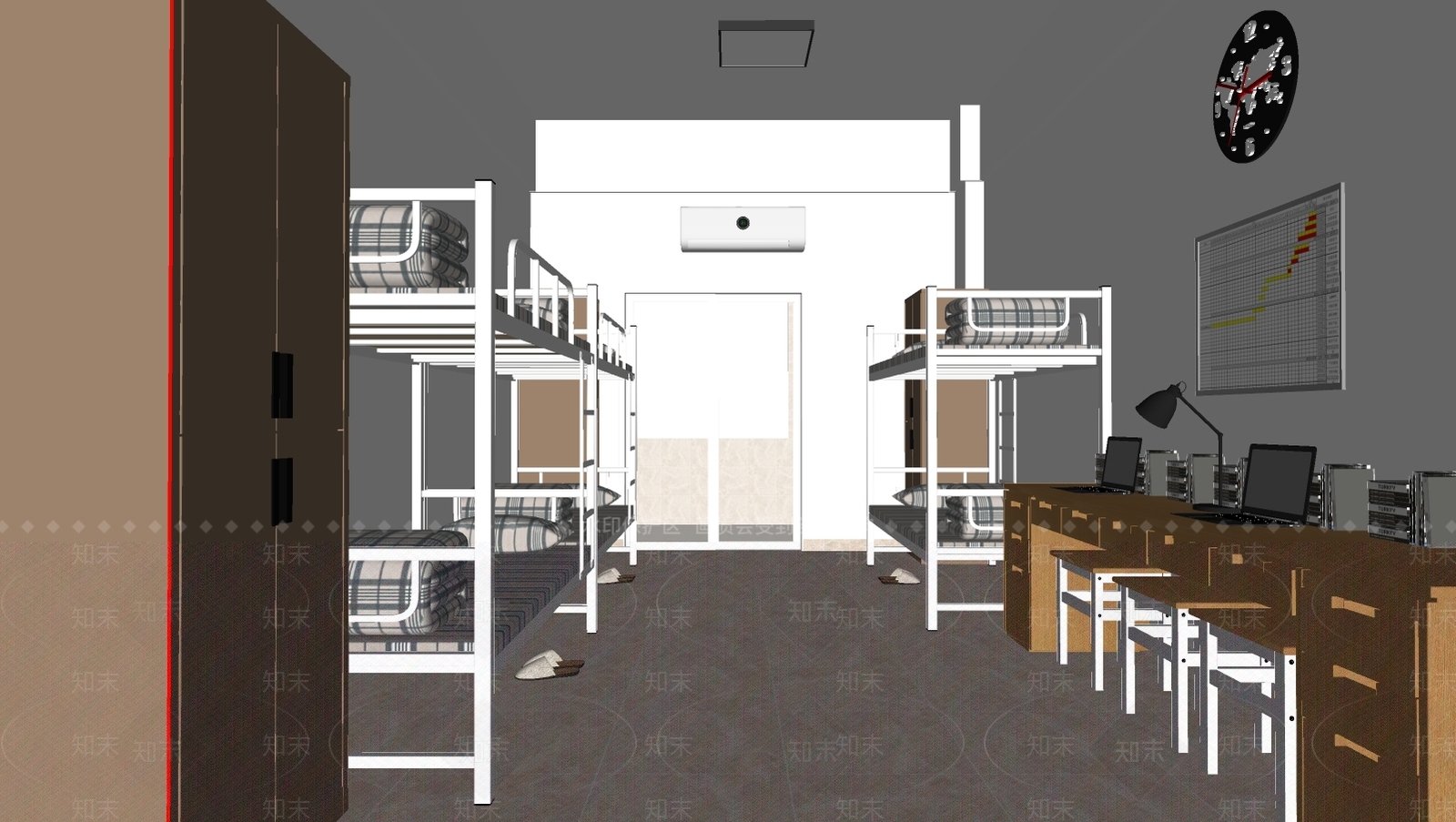现代学校宿舍SU模型下载【ID:587777384】