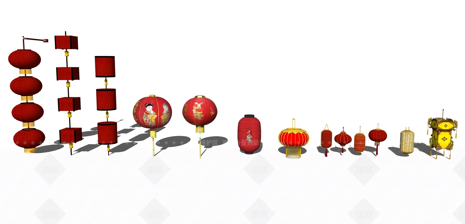 中式灯笼SU模型下载【ID:787784902】