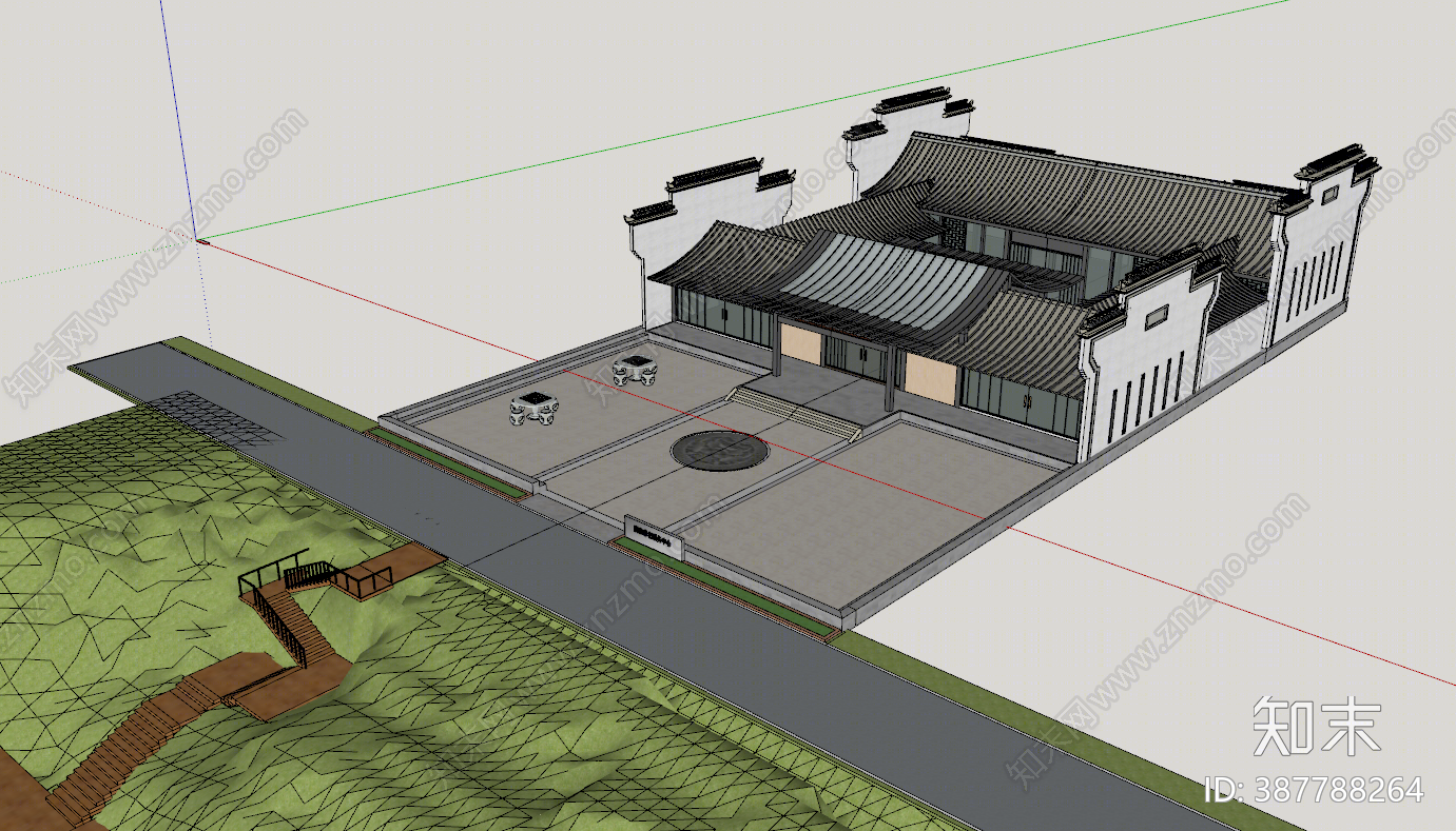 新中式四合院SU模型下载【ID:387788264】