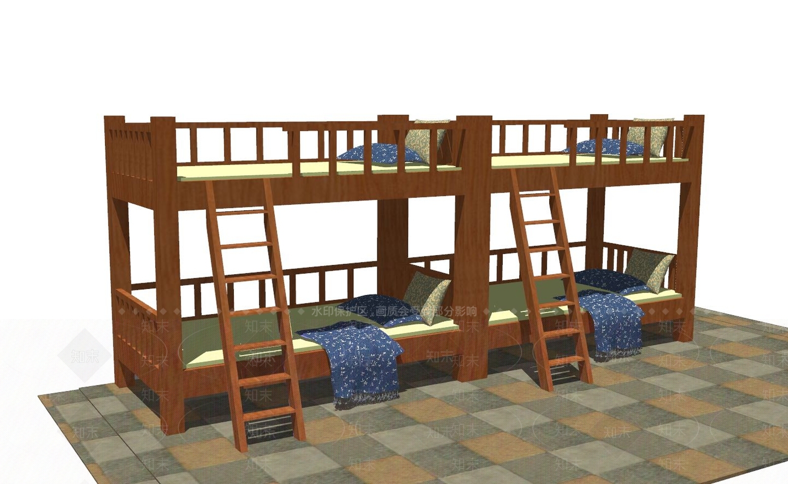 现代双层床SU模型下载【ID:587805405】