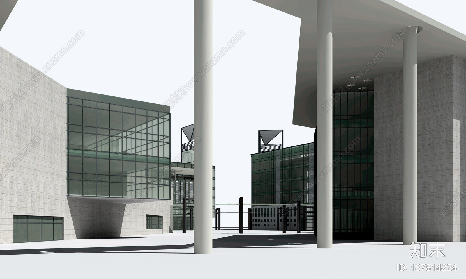 现代简约教育建筑cad施工图下载【ID:187814224】