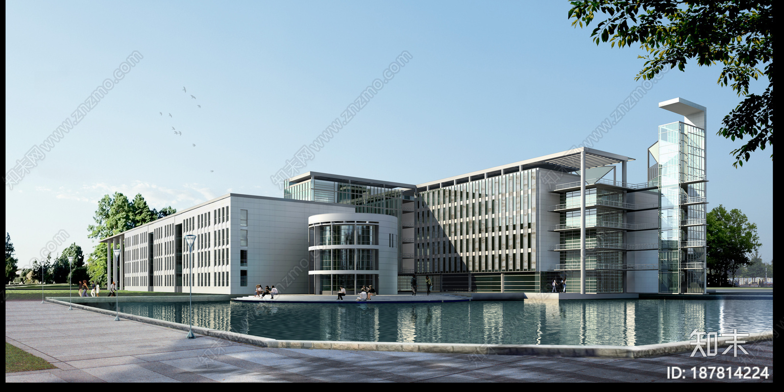 现代简约教育建筑cad施工图下载【ID:187814224】