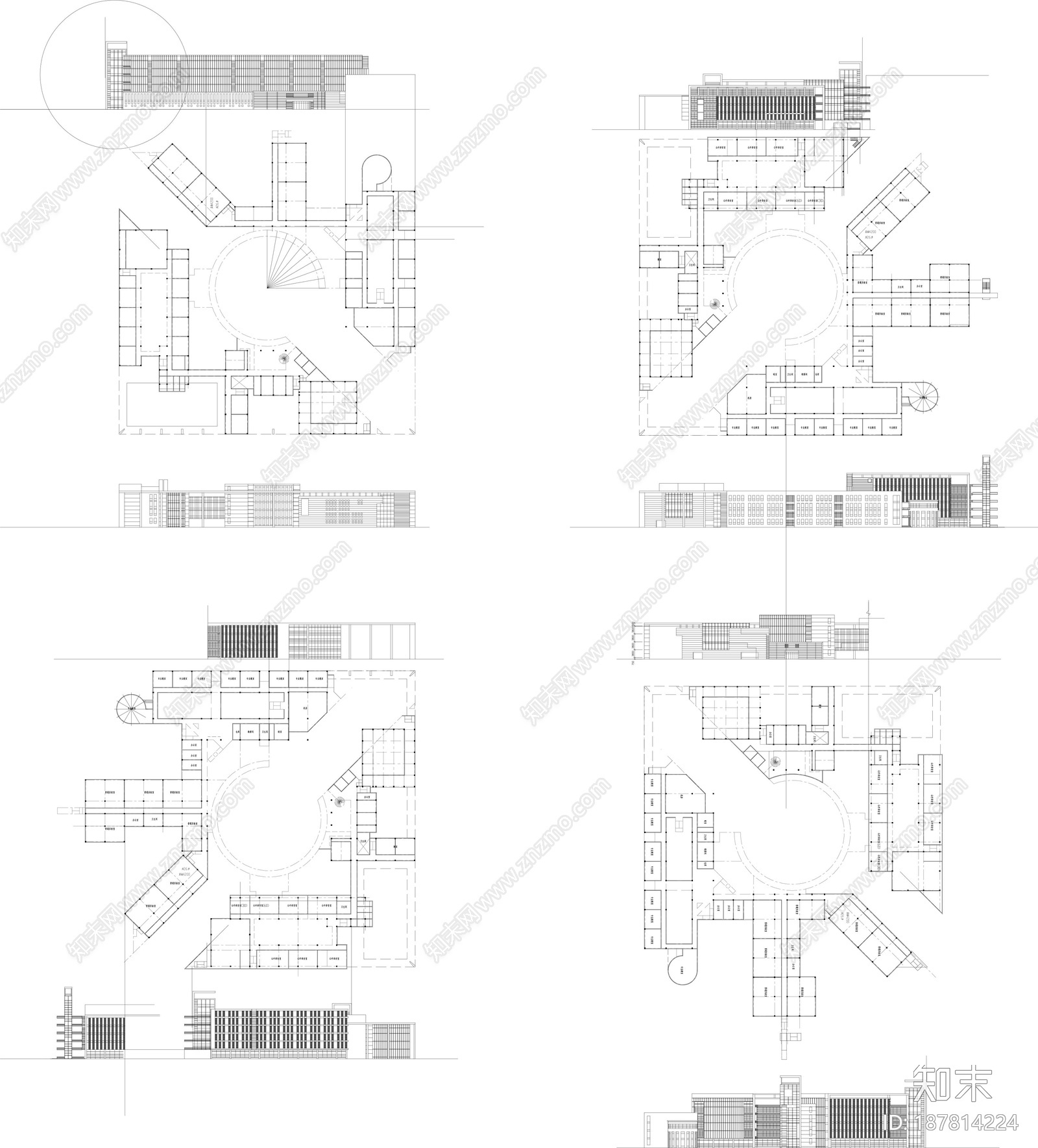 现代简约教育建筑cad施工图下载【ID:187814224】