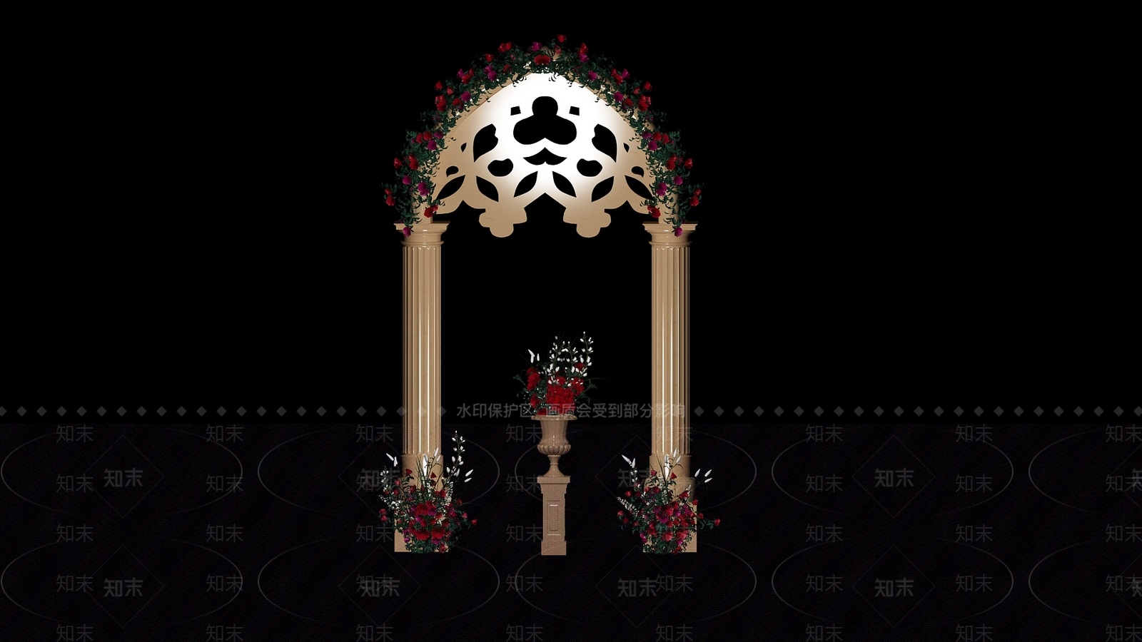 简欧婚庆布置3D模型下载【ID:387822136】