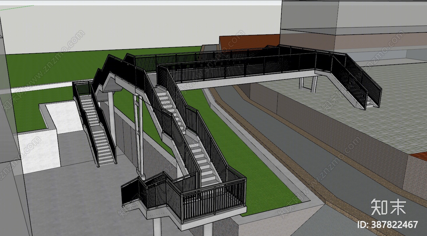 现代人行天桥SU模型下载【ID:387822467】