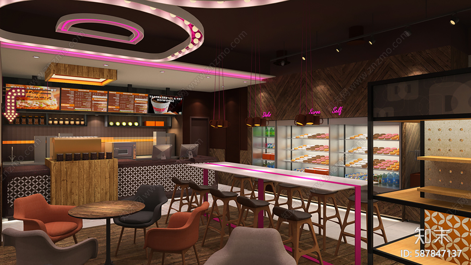 奶茶咖啡甜品店施工图下载【ID:587847137】