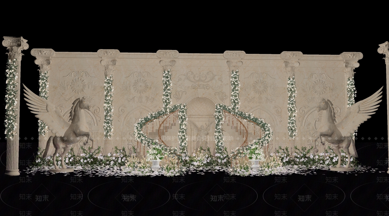 简欧婚庆布置3D模型下载【ID:387848108】