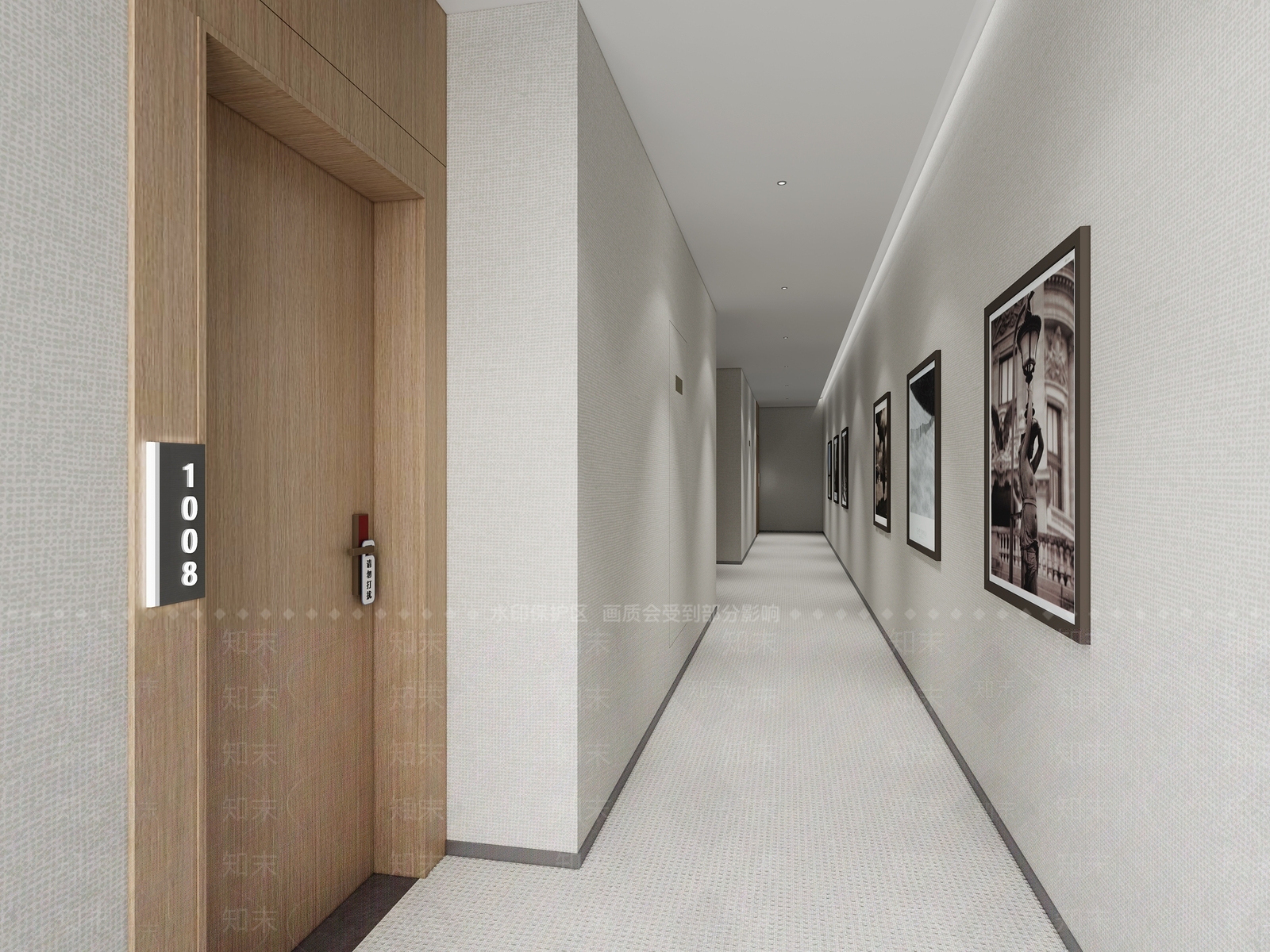 现代酒店过道SU模型下载【ID:987849499】