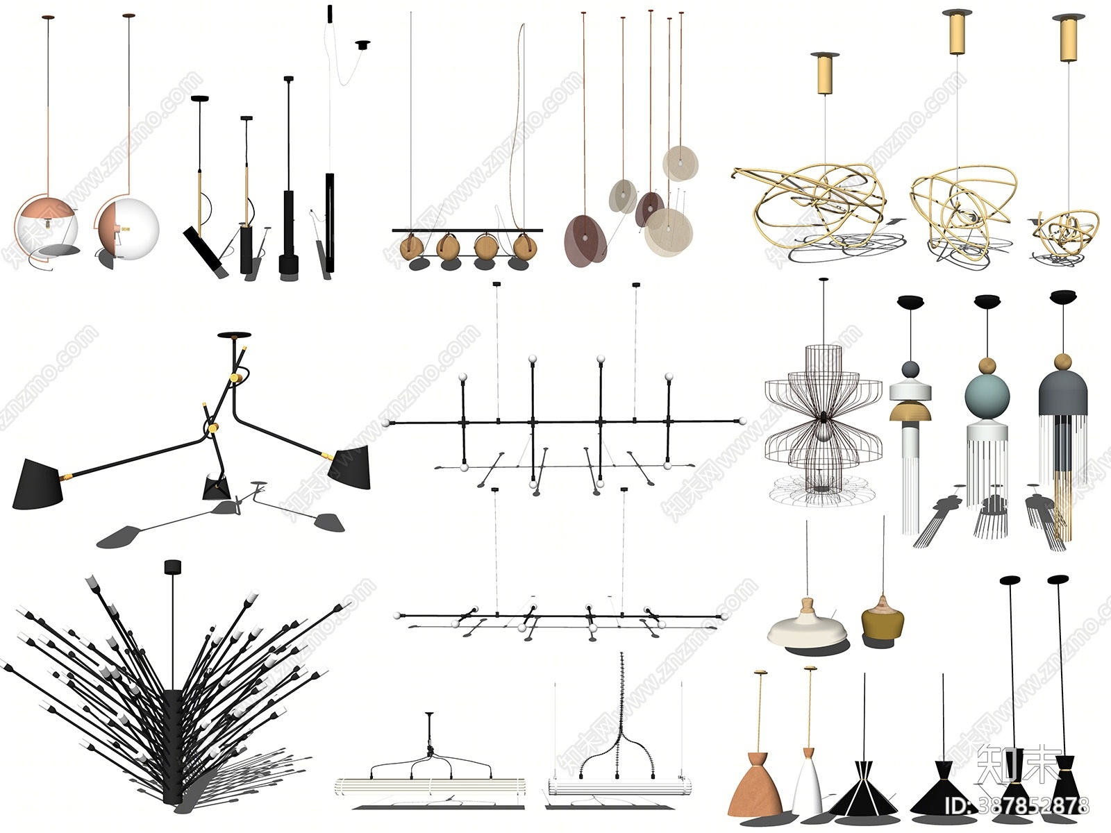 北欧灯具组合SU模型下载【ID:387852878】