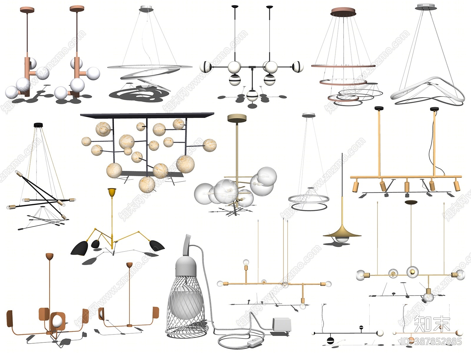 北欧灯具组合SU模型下载【ID:387852885】