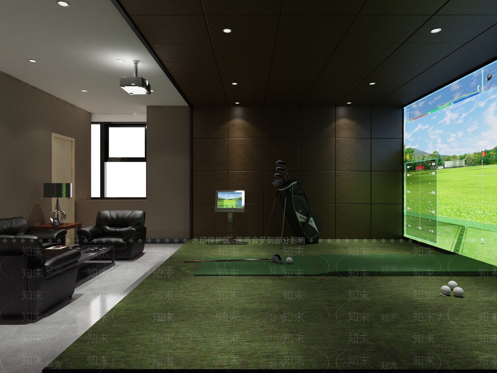 现代高尔夫球室3D模型下载【ID:987854916】