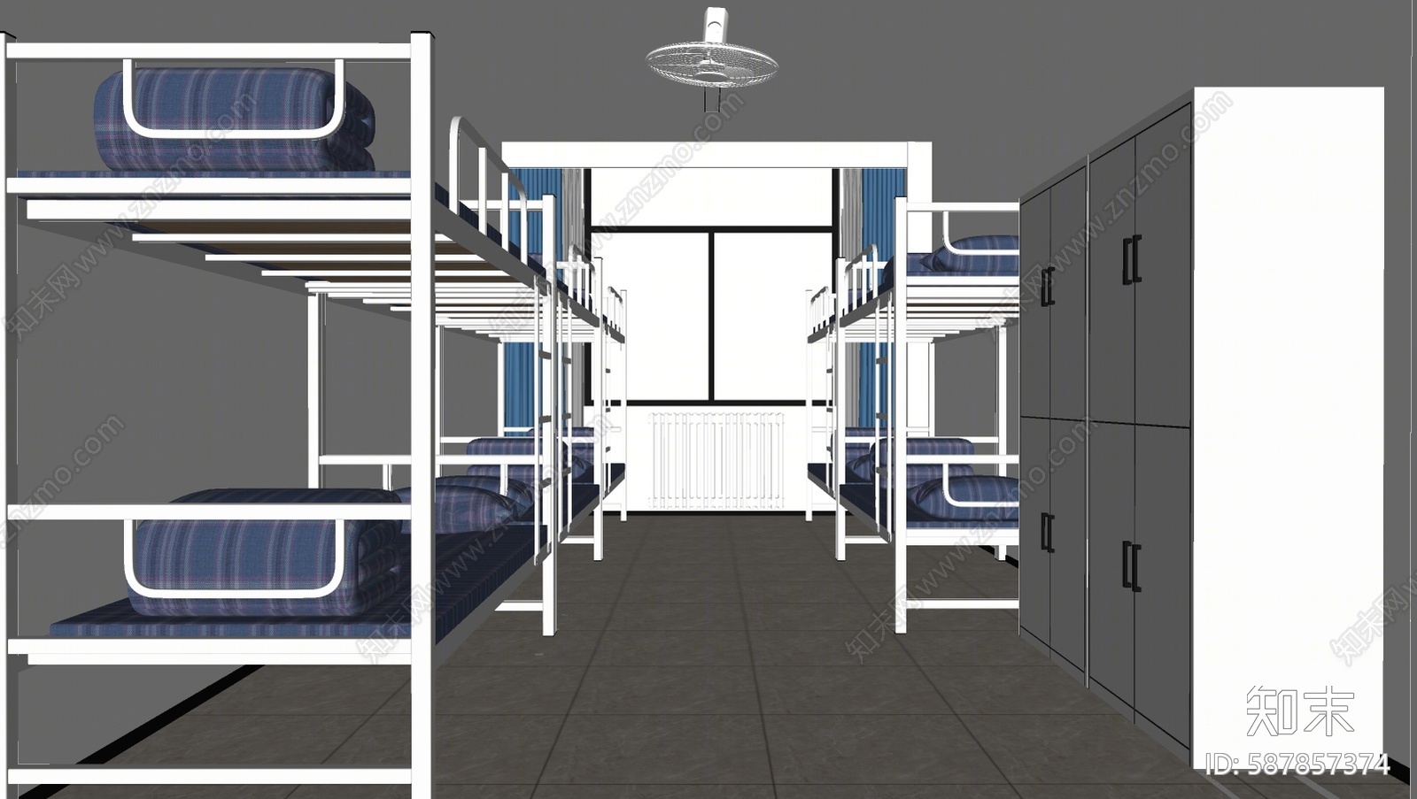 现代学校宿舍SU模型下载【ID:587857374】