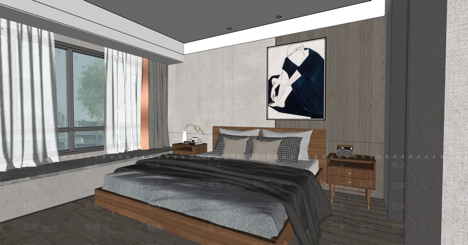 现代家居卧室SU模型下载【ID:287875872】