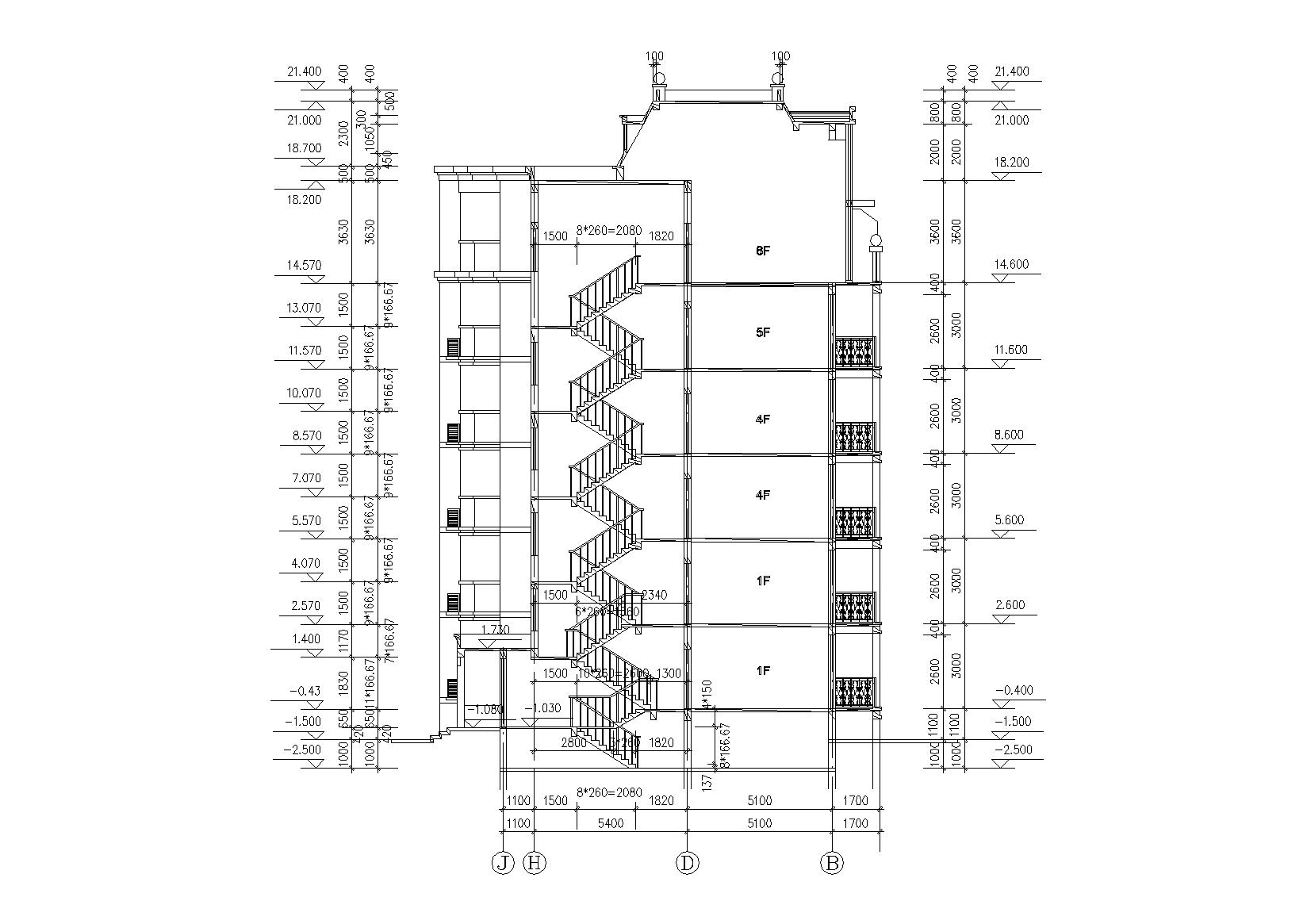 [江西]南昌东方塞纳8#住宅楼建筑施工图cad施工图下载【ID:166575192】