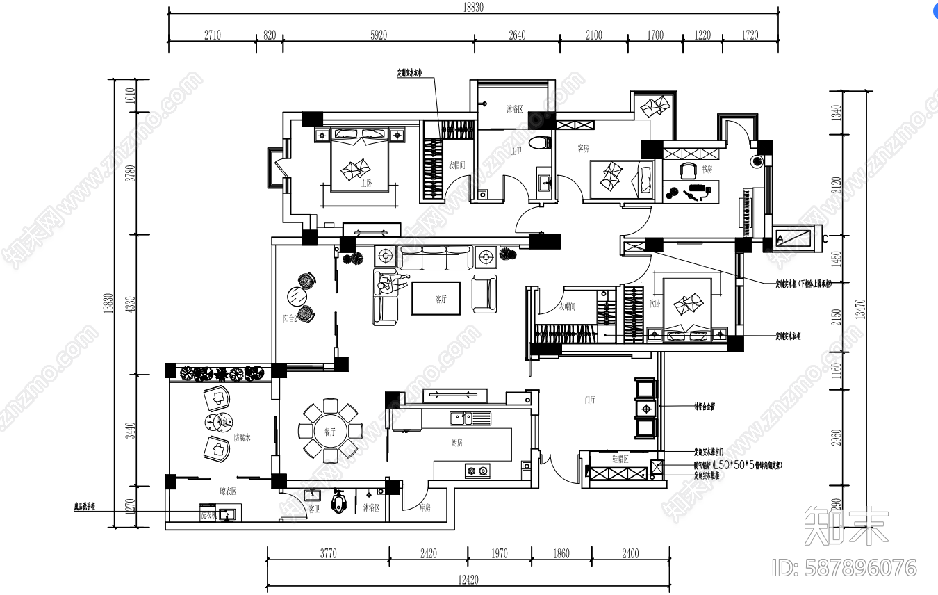 样板间cad施工图下载【ID:587896076】