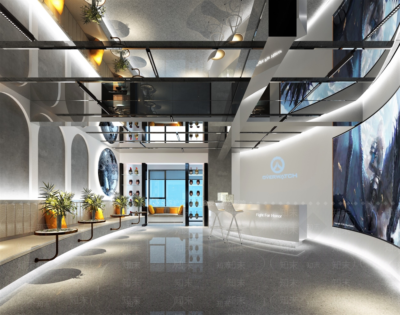 现代电竞酒店大堂3D模型下载【ID:487898234】