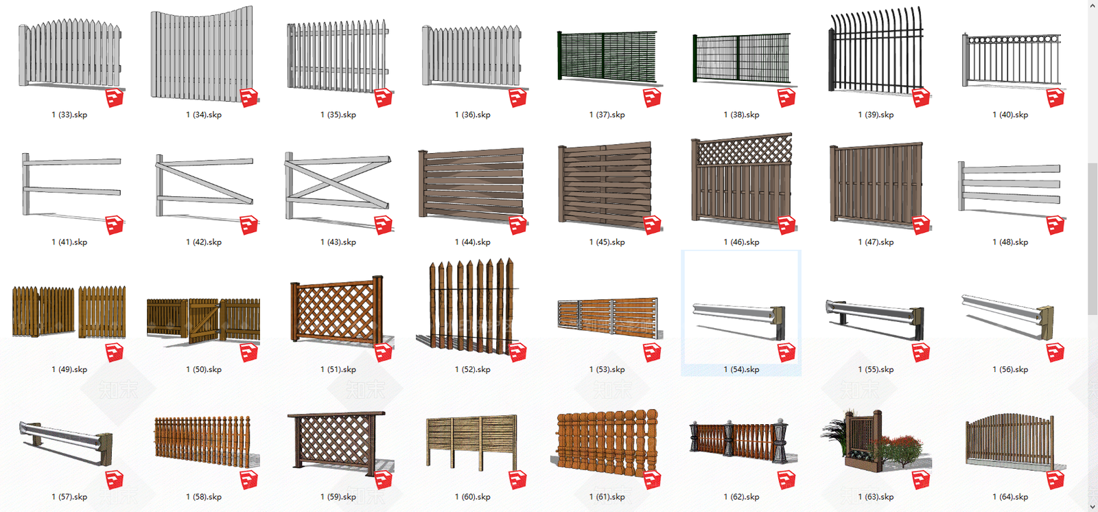 现代木艺栏杆SU模型下载【ID:487935281】