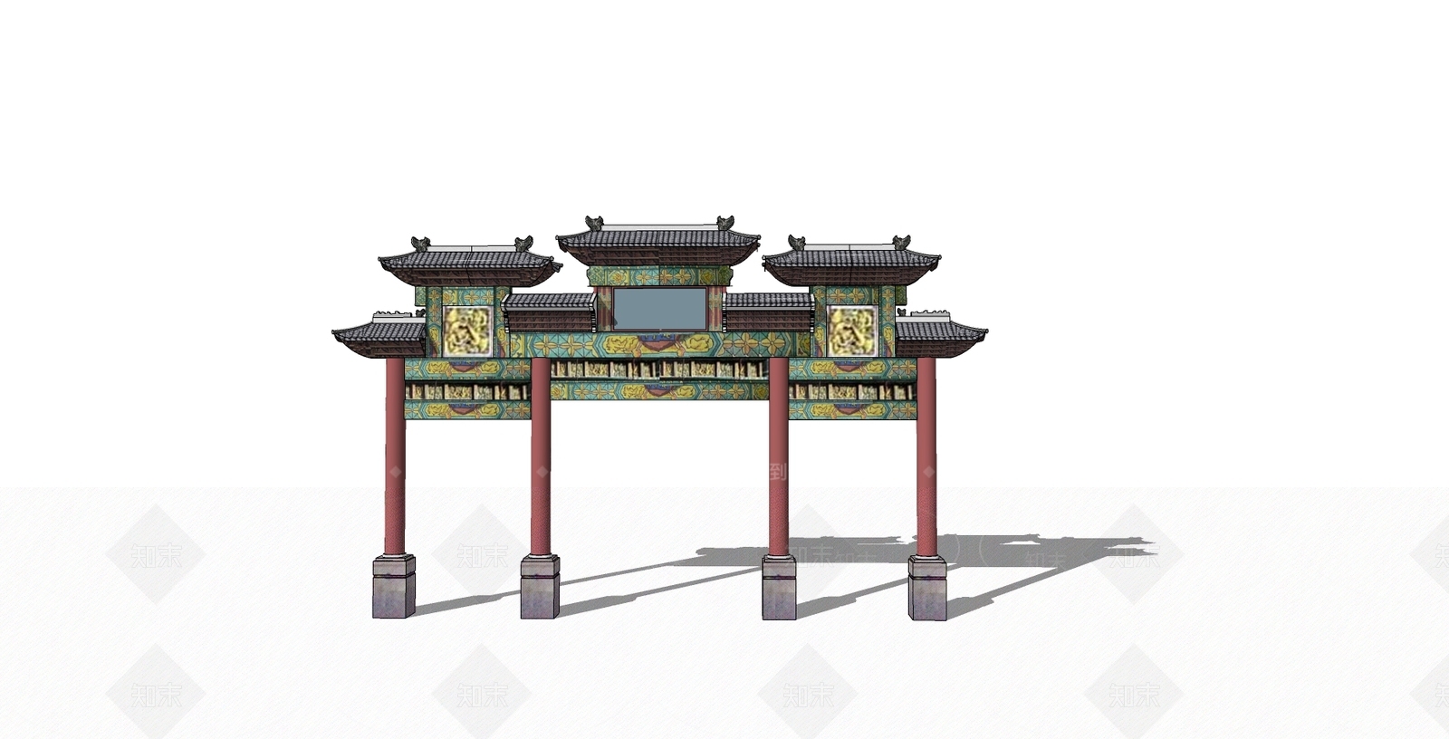 中式牌坊SU模型下载【ID:387939414】