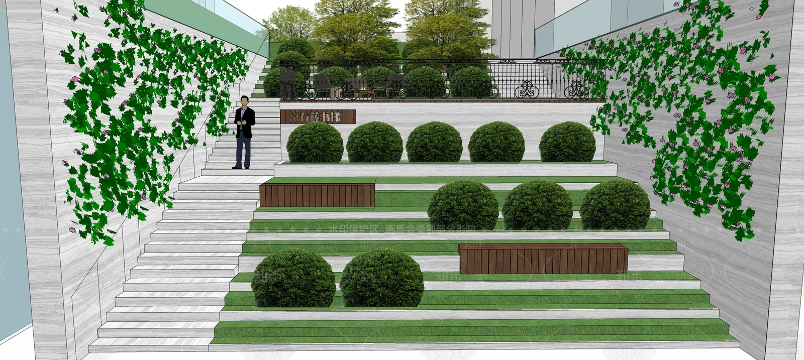 现代住宅景观SU模型下载【ID:787950572】